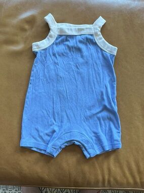 Hanna Andersson Light Blue Romper with White Trim